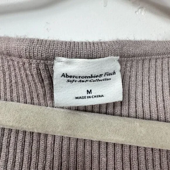 Abercrombie Soft AF Bodysuit Size M Tan Ribbed Square Neck Sleeveless Viscose - Picture 3 of 6